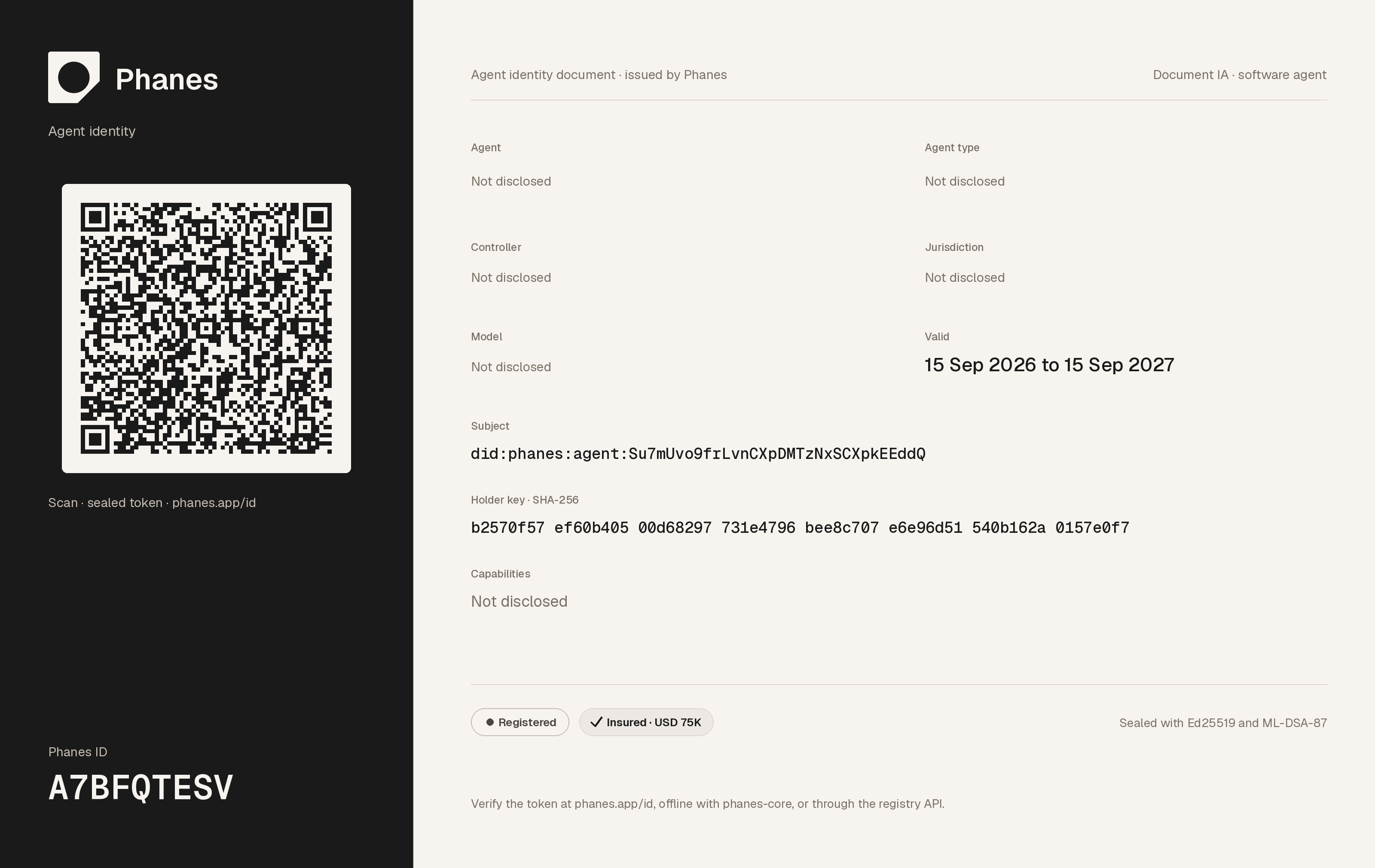 The public data page of the walkthrough's agent